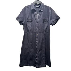 Apt 9 black denim Jean dress women's Plus Size button-down short sleeves size 18